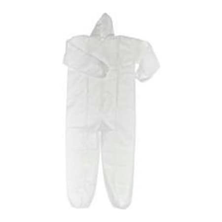 Keystone Safety HD Polypropylene Coverall, Elastic Wrists & Ankles, Attached Hood, Zipper Front, White, 3XL, 25/CS CVL-NW-HD-HE-3XL